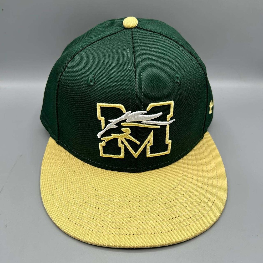 Mustangs Hat Men 7 1/4 Green Yellow Under Armour Fitted Cap New